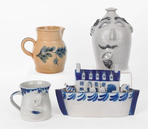 Collection of contemporary redware and stoneware: Collection of contemporary redware and stoneware by Foltz, Eldreth, etc.