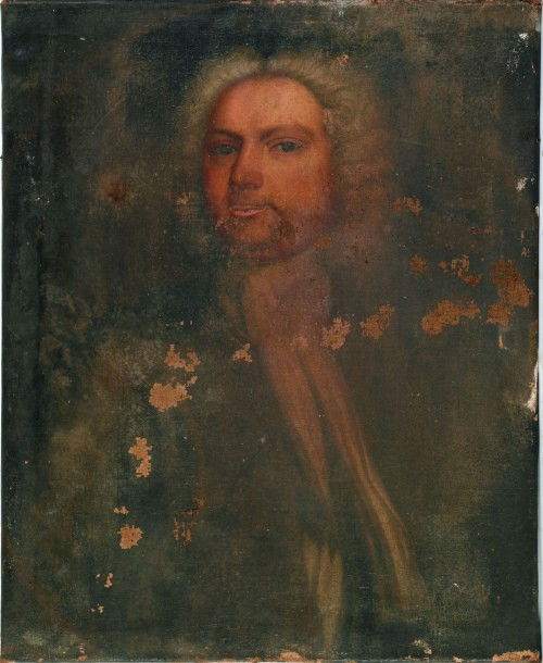 Continental oil on canvas portrait, inscribed ver: Continental oil on canvas portrait, inscribed verso Aetat Suce 38 1730, 28'' x 22''.