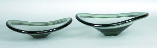 Two Holmegaard glass bowls, 10 1/2'' dia. and 11: Two Holmegaard glass bowls, 10 1/2'' dia. and 11 1/2'' dia.