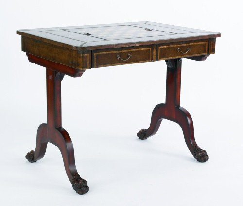 Maitland Smith mahogany games table, 29'' h., 36': Maitland Smith mahogany games table, 29'' h., 36'' w., 26'' d.