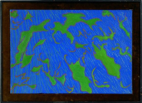 Harold Weston (American, 1894-1972), oil on canva: Harold Weston (American, 1894-1972), oil on canvas titled Green on Blue, signed lower left, 21 1/2'' x 15''.