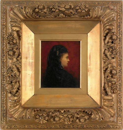 Henri Gervex (French 1832-1929), oil on panel p: Henri Gervex (French 1832-1929), oil on panel profile portrait of a woman signed upper right, 5 3/4'' x 5''.