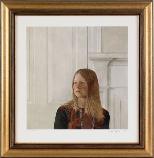 Andrew Wyeth (American, 1917-2009), signed coll: Andrew Wyeth (American, 1917-2009), signed collotype titled Siri, published by Brandywine Conservancy 1979, 19 3/4'' x 19 1/2''.