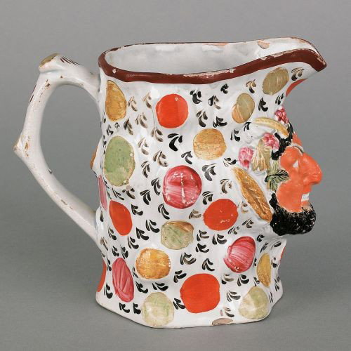 Pearlware satyr mask pitcher, 19th c., 5'' h.: Pearlware satyr mask pitcher, 19th c., 5'' h.