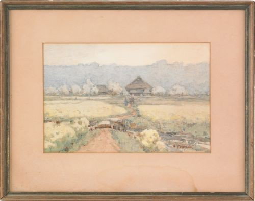 Hiroshi Yoshida (Japanese 1876-1950), watercolo: Hiroshi Yoshida (Japanese 1876-1950), watercolor landscape signed lower right, 6 1/2'' x 9 3/4''.