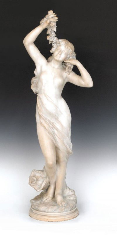 Italian marble statue of a nude woman, late 19th: Italian marble statue of a nude woman, late 19th c., signed indistinctly on base, 42'' h.