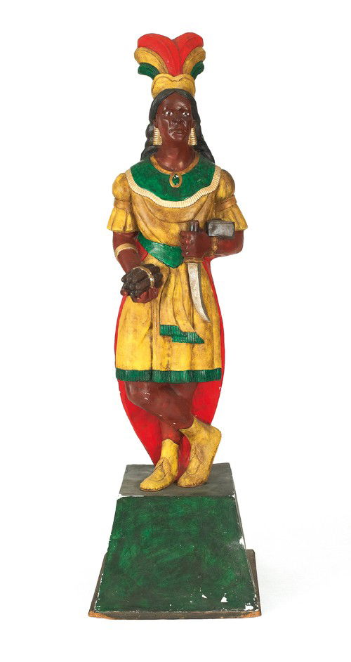 Contemporary plaster cigar store Indian, 77'' h.: Contemporary plaster cigar store Indian, 77'' h.