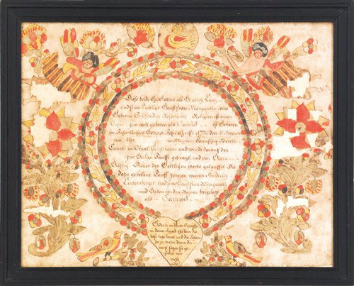 Blousy Angel artist, fraktur, Berks Co., 1783.: Blousy Angel artist, fraktur, Berks Co., 1783.