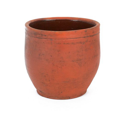 Redware crock, 19th c.: Redware crock, 19th c.