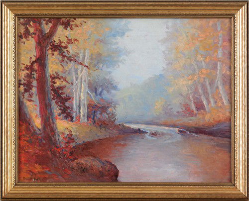 Oil on canvas landscape, signed lower left Ernes: Oil on canvas landscape, signed lower left Ernest Parton, 14'' x 18''.