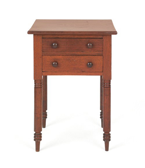 Sheraton walnut two-drawer stand, 19th c., 30'' h.: Sheraton walnut two-drawer stand, 19th c., 30'' h., 20 1/2'' w.