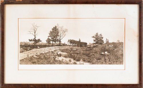 George Bohde engraving, 8 1/4'' x 18 3/4'', toget: George Bohde engraving, 8 1/4'' x 18 3/4'', together with a Thomas Birch lithograph of the Philadelphia Waterworks, 7'' x 14 1/2''.