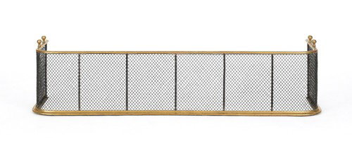 Federal brass and wire fire fender, early 19th c.: Federal brass and wire fire fender, early 19th c., 12'' h., 52 1/2'' w.