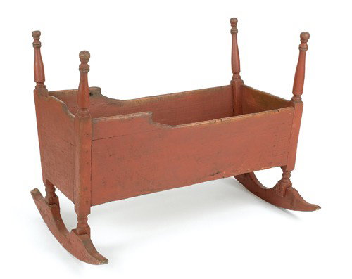 Pennsylvania painted pine cradle, 19th c.: Pennsylvania painted pine cradle, 19th c.