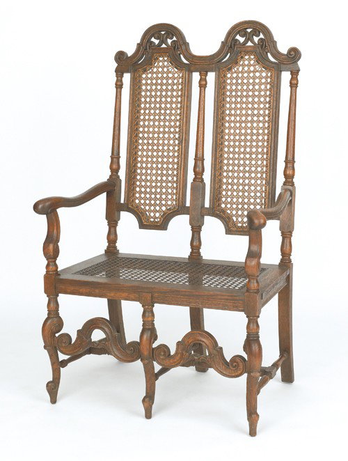 William & Mary style settee, 20th c., 52 1/4'' h.: William & Mary style settee, 20th c., 52 1/4'' h., 30'' w.