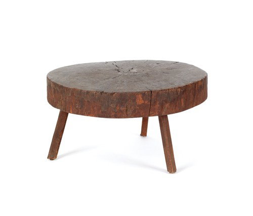 Walnut chopping block table, shortened to form a : Walnut chopping block table, shortened to form a coffee table, 19 1/4'' h., 34'' w.