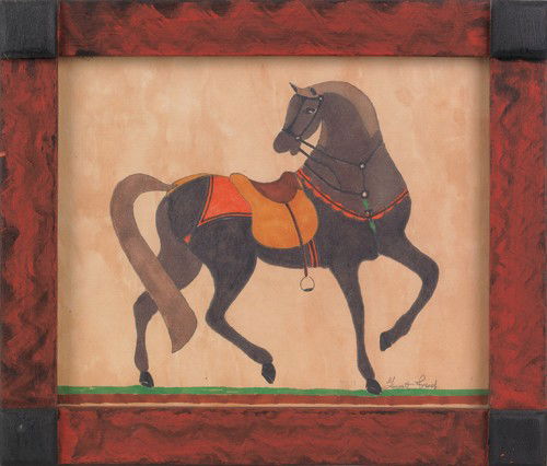 Garnett French watercolor of a horse, frame - 8 3: Garnett French watercolor of a horse, frame - 8 3/4'' x 10 1/4''.