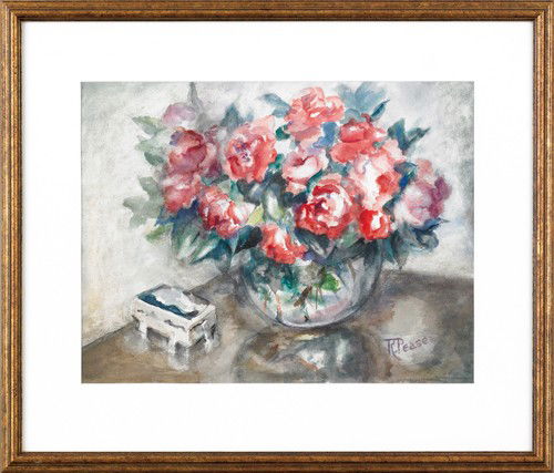 Two watercolor still lifes, signed R. Pease, 14: Two watercolor still lifes, signed R. Pease, 14 1/4'' x 18 1/2'' and 13'' x 17'', together with another, signed David Morrison, 12 3/4'' x 16''.