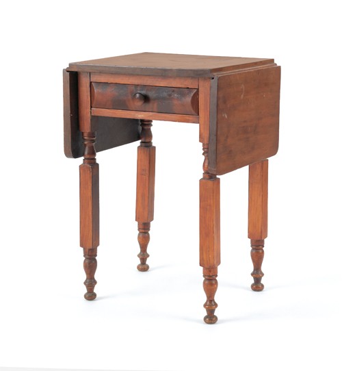 Pennsylvania cherry and mahogany work stand, ca. : Pennsylvania cherry and mahogany work stand, ca. 1830, 29 1/2'' h., 20'' w.