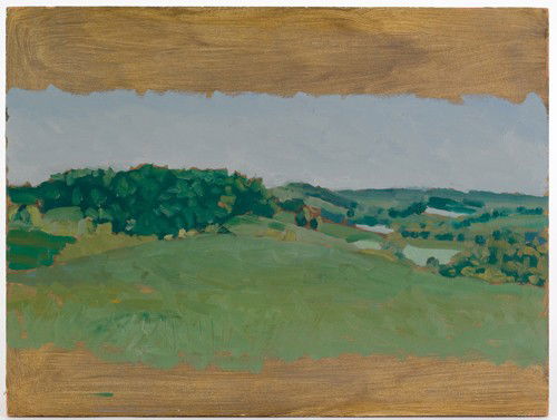 Peter Sculthorpe (American, b. 1948), two oil on: Peter Sculthorpe (American, b. 1948), two oil on board studies depicting views from the artist's Studio Highfield Chester County, Pennsylvania, the smaller monogrammed lower left 9'' x 12'' and 7 3/4'