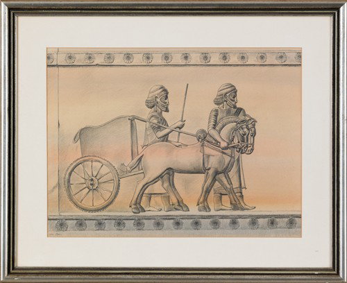 Lois Rapp (American, 1907-1992), pencil titled S: Lois Rapp (American, 1907-1992), pencil titled Syrians Bearing Gifts, 14'' x 19''.