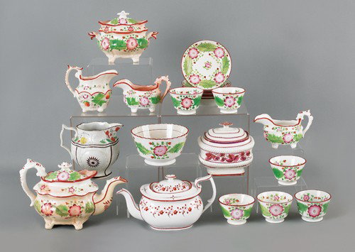 Collection of English pearlware teawares, 19th c.: Collection of English pearlware teawares, 19th c., twenty-two pcs.