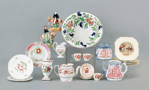 Miscellaneous porcelain, to include pearlware, We: Miscellaneous porcelain, to include pearlware, Wedgwood, spatter, etc.
