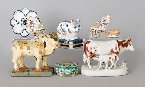 Group of pottery, to include Faience, Bisque, etc: Group of pottery, to include Faience, Bisque, etc.