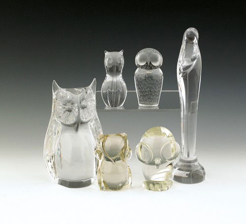 Six glass figures, to include Daum, Spode, Kosta,: Six glass figures, to include Daum, Spode, Kosta, etc., tallest - 11 1/4'' h.