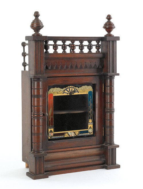 Victorian walnut wall cabinet, late 19th c., 23 1: Victorian walnut wall cabinet, late 19th c., 23 1/2'' h., 14'' w.
