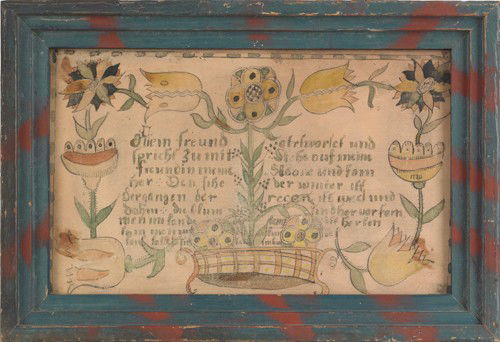 Reproduction Pennsylvania fraktur, 7 1/2'' x 12 1/: Reproduction Pennsylvania fraktur, 7 1/2'' x 12 1/4''.