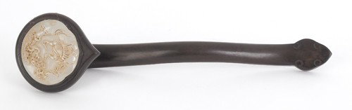Contemporary Chinese ruyi scepter, together with : Contemporary Chinese ruyi scepter, together with a scroll.