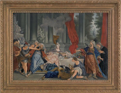 After Jean Francois de Troy, oil on canvas Ham: After Jean Francois de Troy, oil on canvas Haman Scorned by Mordecai and Esther Swooning, 17 1/4'' x 24 1/4''.