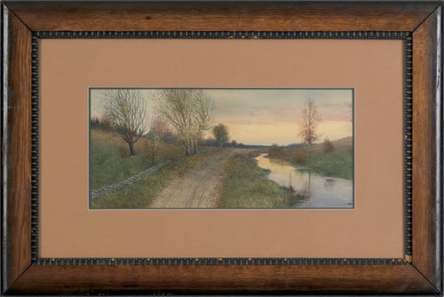 George Howell Gay (American, 1858-1931), waterc: George Howell Gay (American, 1858-1931), watercolor landscape, signed lower right, 9'' x 19 1/2''.