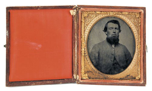 Unidentified Confederate soldier ambrotype, in : Unidentified Confederate soldier ambrotype, in uniform, 3 1/4'' x 2 3/4''.