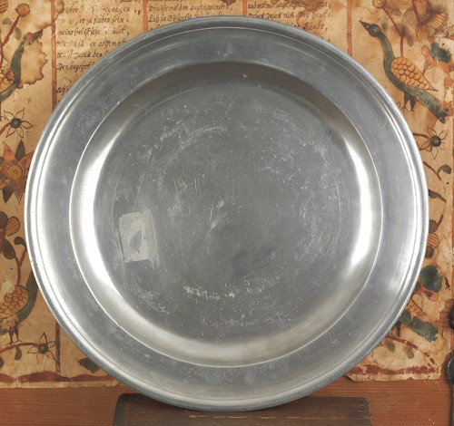 Philadelphia pewter charger, ca. 1800, bearing: Philadelphia pewter charger, ca. 1800, bearing the touch of Parks Boyd, 12'' dia.