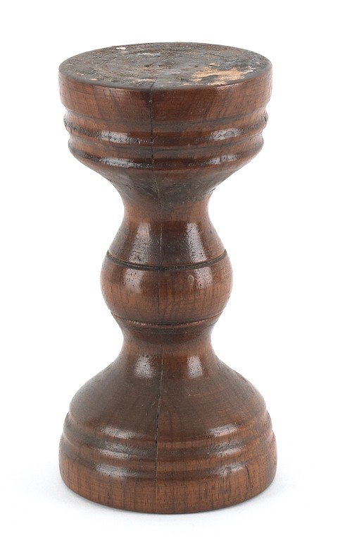 Pennsylvania walnut turned Betty lamp stand, 19t: Pennsylvania walnut turned Betty lamp stand, 19th c., 6 5/8'' h.