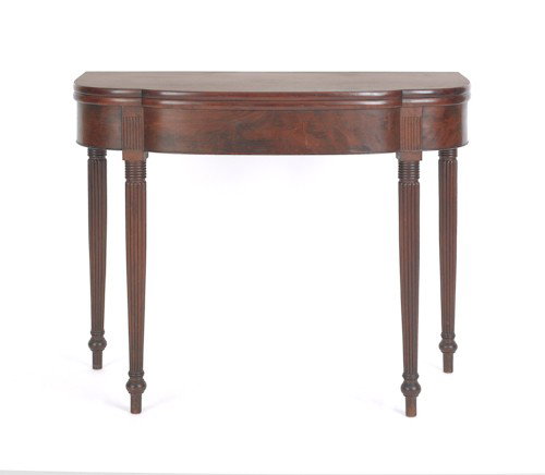 Philadelphia Sheraton mahogany card table, ca. 18: Philadelphia Sheraton mahogany card table, ca. 1815, 29 1/2'' h., 35 3/4'' w.