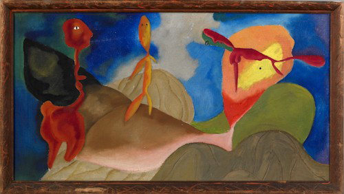 Peter Myers (American, 20th c.), oil on canvas im: Peter Myers (American, 20th c.), oil on canvas impressionist scene, dated '38, 16'' x 30'', together with a portrait, signed E. van der Velde 1925, 17'' x 13 3/4''.