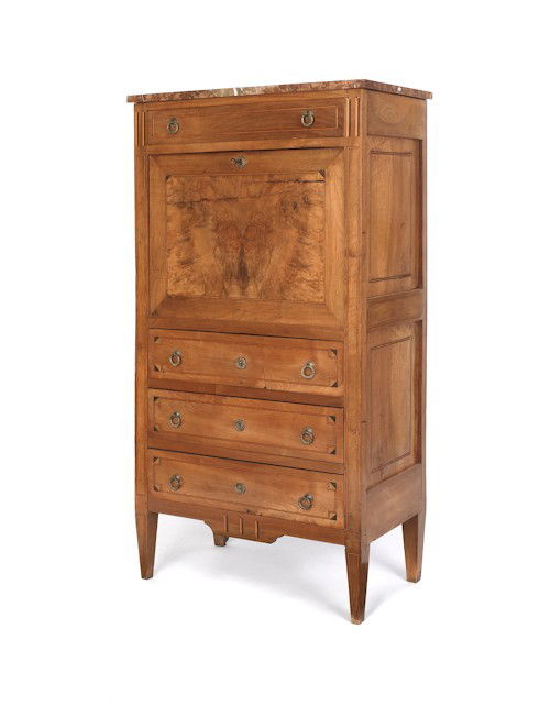 Louis XVI style mahogany secr?taire ? abattant, c: Louis XVI style mahogany secr?taire ? abattant, ca. 1900.