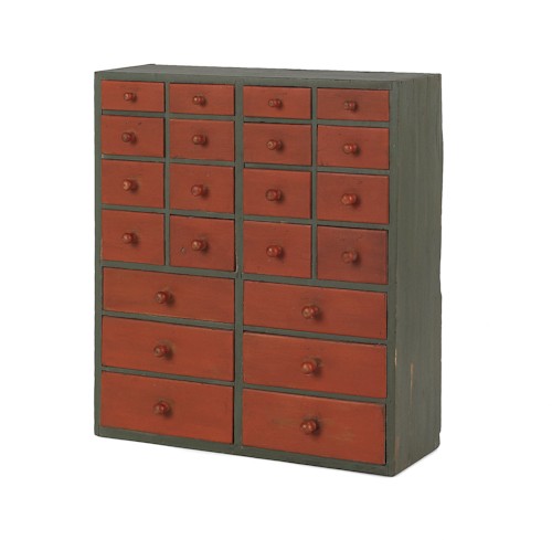 Painted apothecary cabinet, 19th c., 29'' h., 25'': Painted apothecary cabinet, 19th c., 29'' h., 25'' w.