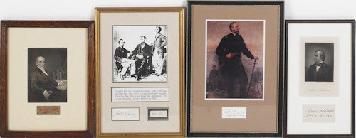 Andrew Johnson signature, dated Jan. 28 1869, t: Andrew Johnson signature, dated Jan. 28 1869, together with signatures by John Hay Nicolay, George Meade, and Daniel Webster.