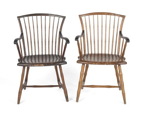 Two similar Delaware Valley windsor armchairs, c: Two similar Delaware Valley windsor armchairs, ca. 1810.