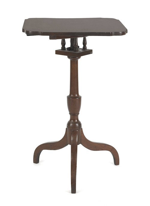 Federal mahogany candlestand, ca. 1810, with bi: Federal mahogany candlestand, ca. 1810, with birdcage and urn standard, 28 1/2'' h., 20 3/4'' w.