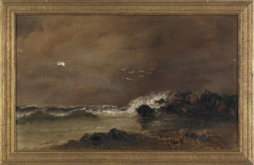 Alexander Charles Stuart (American, 1831-1898),: Alexander Charles Stuart (American, 1831-1898), oil on board coastal scene, signed lower right, 10'' x 16''.