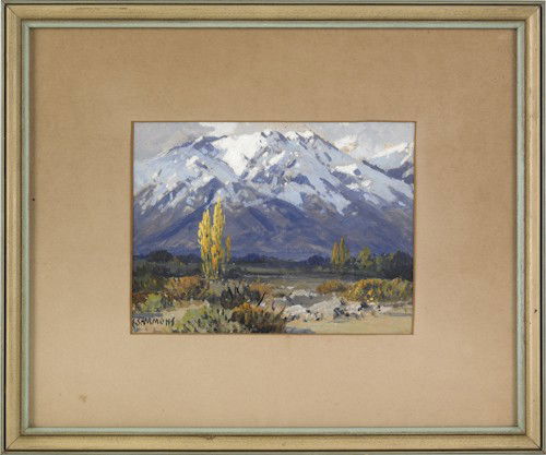 Carl Sammons (American, 1883-1968), oil on boar: Carl Sammons (American, 1883-1968), oil on board California landscape, 6'' x 7 1/2''.