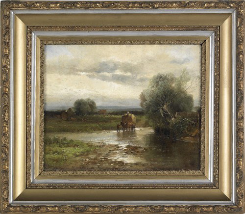 Andrew W. Melrose (American, 1836-1901), oil on: Andrew W. Melrose (American, 1836-1901), oil on canvas bucolic landscape, signed lower left, 16'' x 20''.
