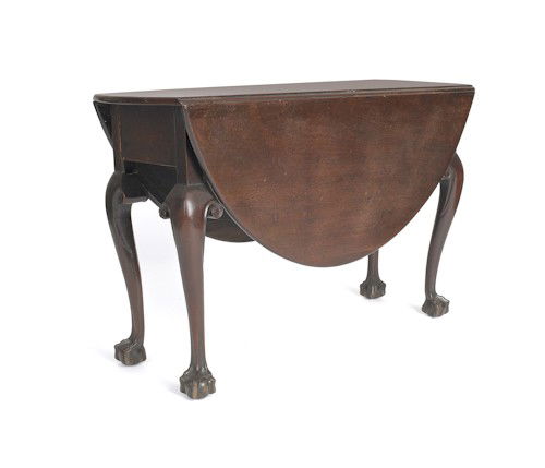 George III mahogany dropleaf dining table, ca. 1: George III mahogany dropleaf dining table, ca. 1760, 29'' h., 44'' w., 17'' d.