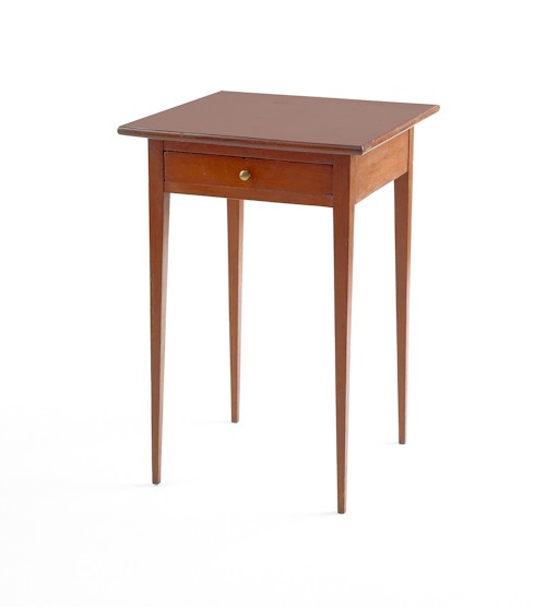 Hepplewhite cherry end table, ca. 1810, with a: Hepplewhite cherry end table, ca. 1810, with a single drawer and square tapering legs, 26 1/2'' h., 17 1/2'' w.