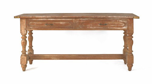 Provincial walnut pier table, 28 1/2'' h., 60'' w.: Provincial walnut pier table, 28 1/2'' h., 60'' w.